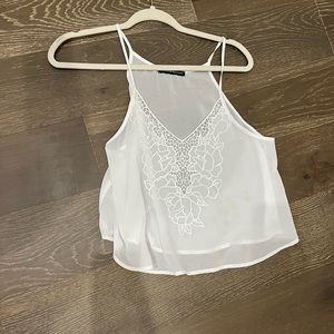 Low cut White flowy crop top